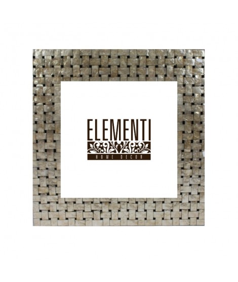 Specchio quadrato in madreperla indonesiana con motivo intrecciato