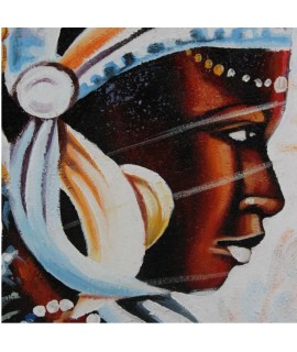 Quadro etnico volto di donna africana in acrilico.