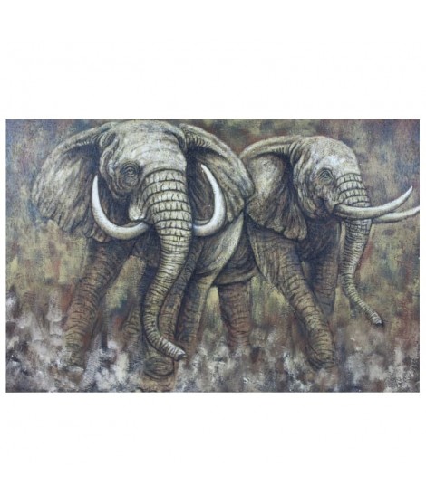 Quadro dipinto a mano su tela Elefanti