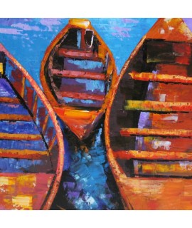 Dettaglio quadro dipinto a mano barche