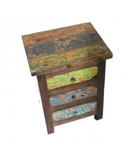 Comodino etnico in legno di barca